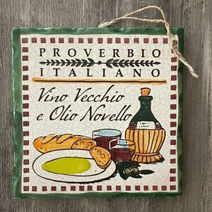 Ceramiche Cortopassi Italian Tile Plaque Vino Vecchio e Olio Novello 2016